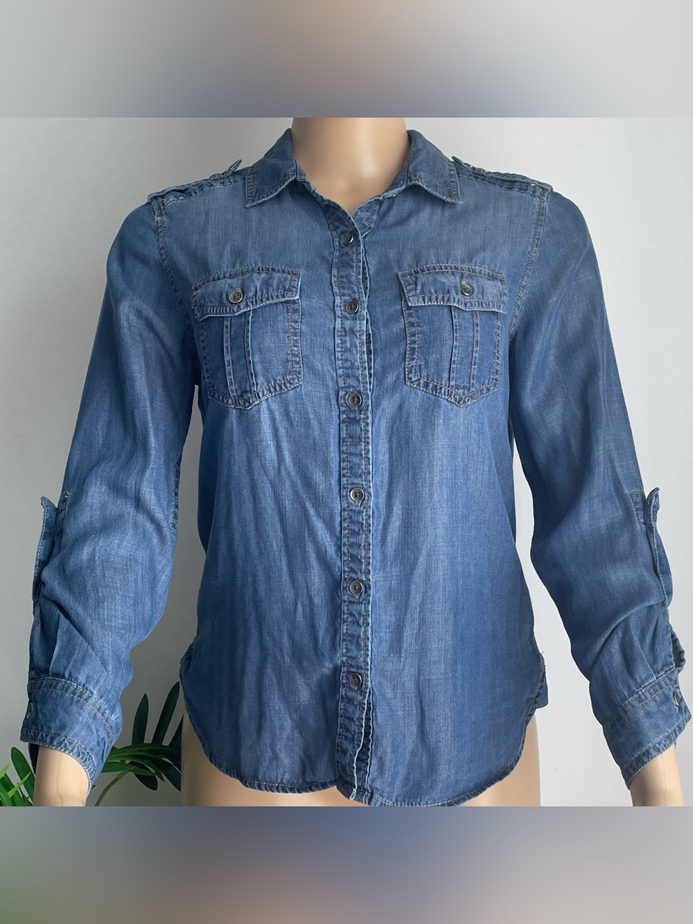 Jordache Light Blue Washed Denim Shirt